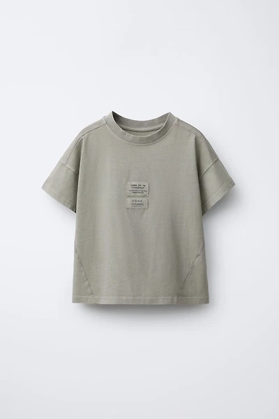 WASHED EFFECT LABEL T-SHIRT