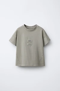 WASHED EFFECT LABEL T-SHIRT