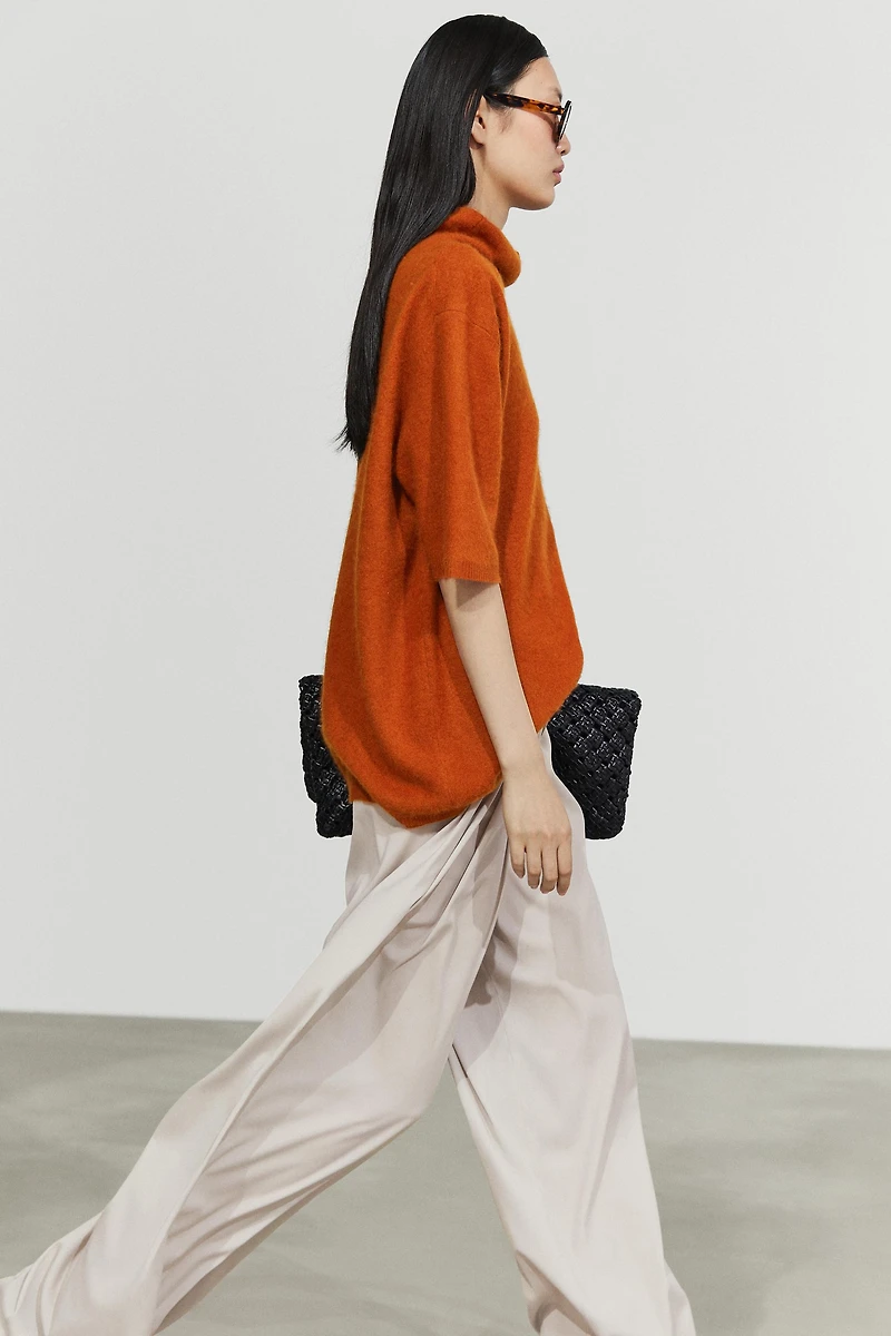 100% wool oversize short-sleeve knit sweater
