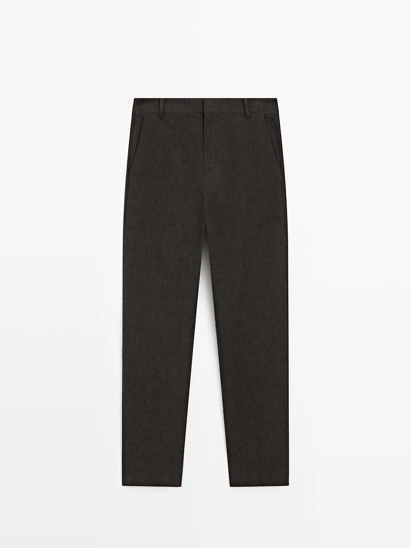Slim fit linen blend trousers