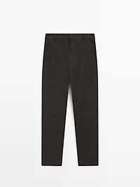 Slim fit linen blend trousers