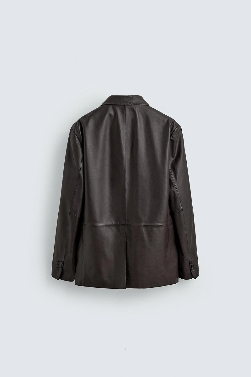 RELAXED FIT LEATHER BLAZER