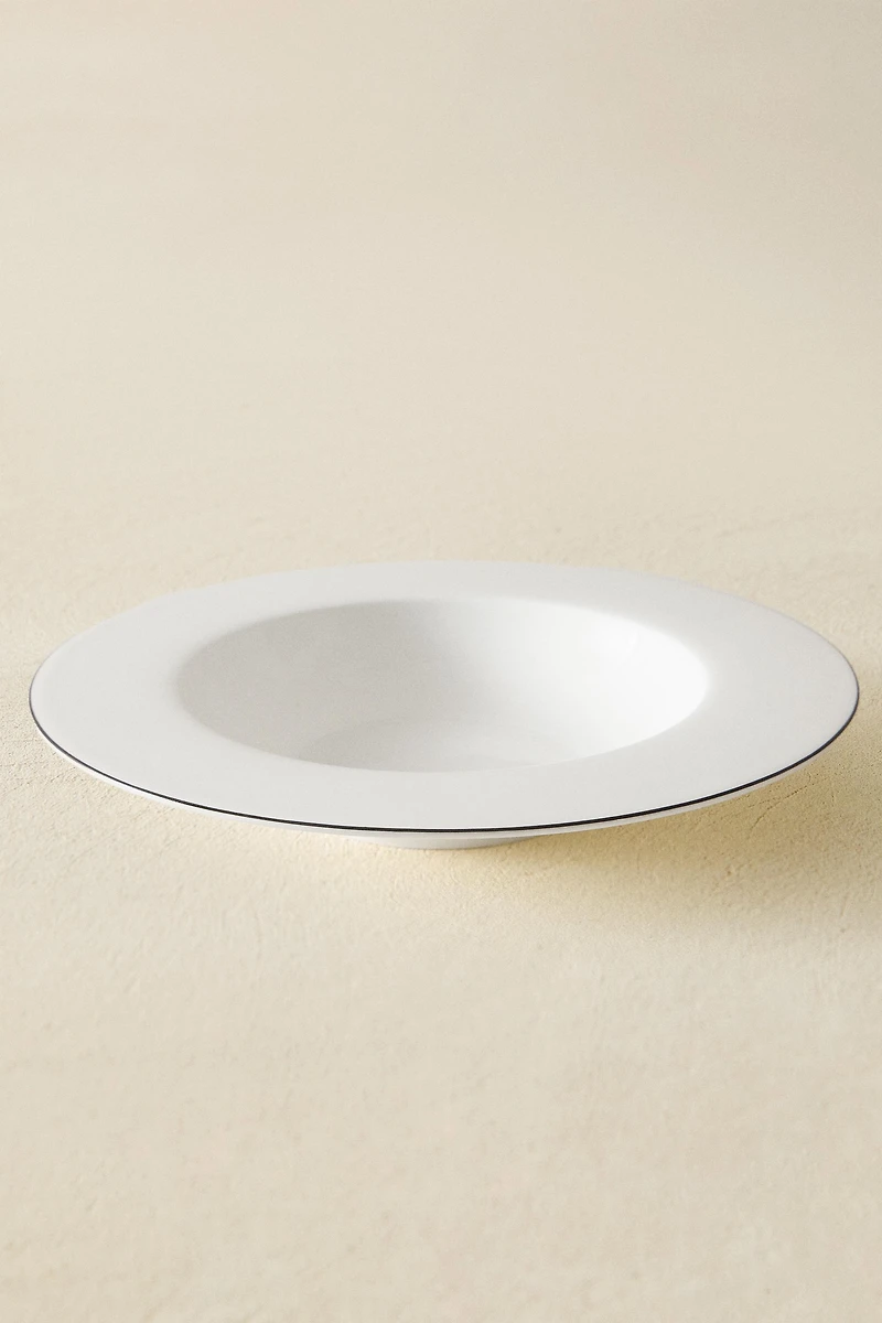 BONE CHINA SOUP PLATE WITH BLACK RIM