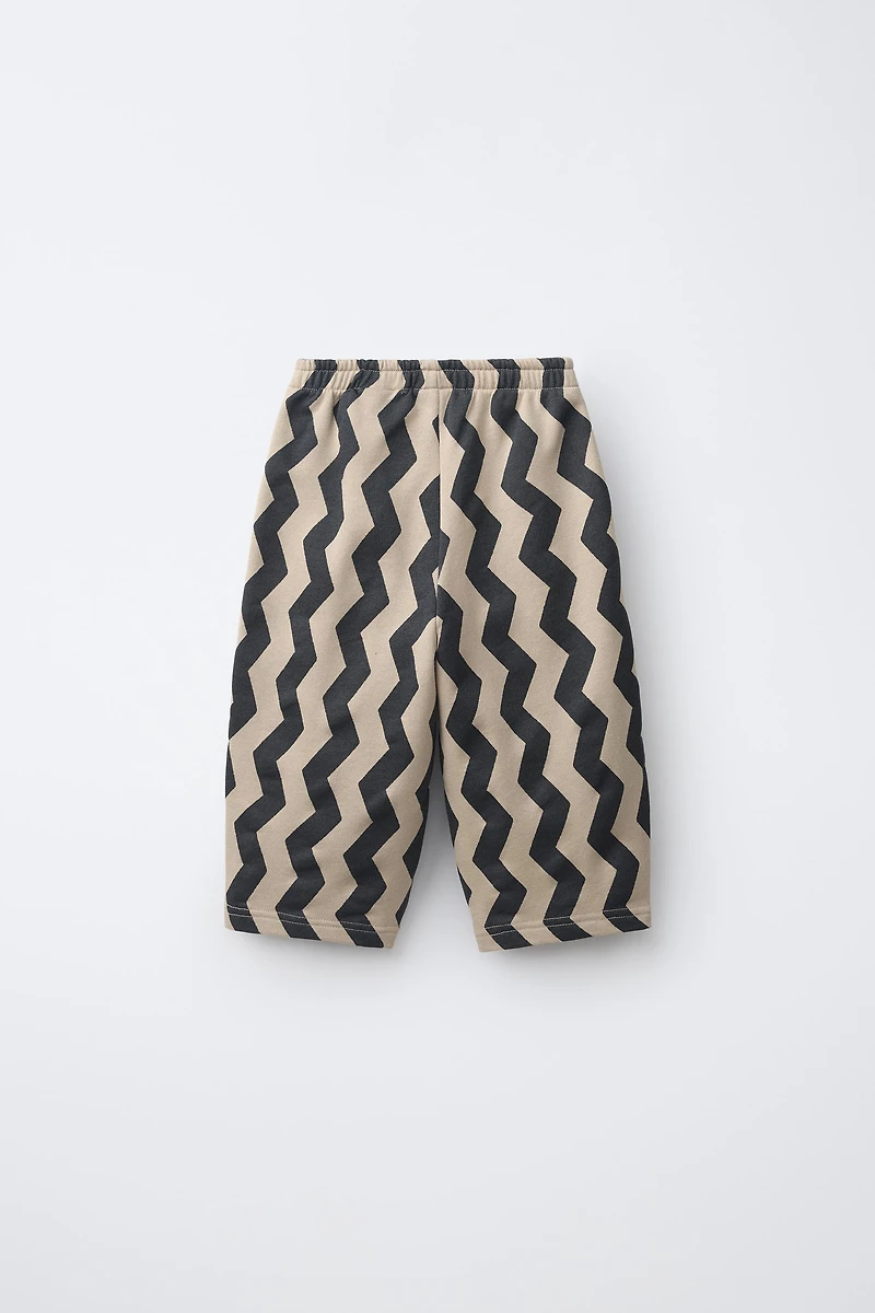 WAVE PRINT BALLOON PLUSH PANTS