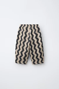 WAVE PRINT BALLOON PLUSH PANTS