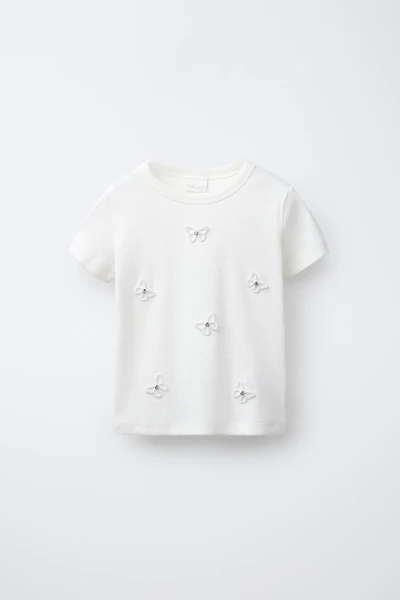 RIBBED T-SHIRT WITH JEWEL APPLIQUÉ