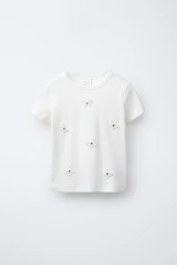 RIBBED T-SHIRT WITH JEWEL APPLIQUÉ