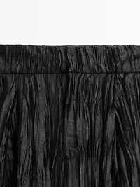 Pantalon large effet plissé et froissé