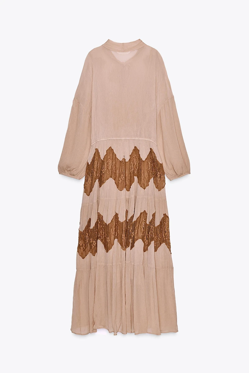 LACE COMBINATION BOW DRESS