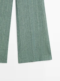 Striped flowing trousers with corset belt detail