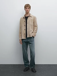 Surchemise en cuir et daim