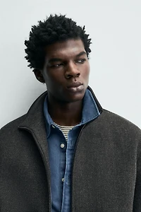 ZIPPERED WOOL EFFECT JACKET