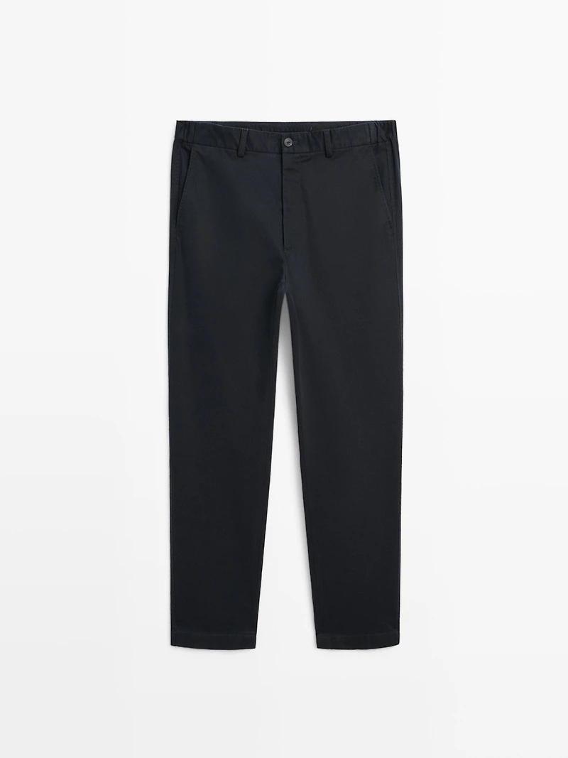 Slim fit trousers with elastic side detail