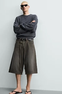 BELTED DENIM JORTS