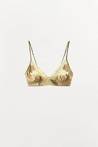 SATIN EFFECT LACE TRIANGLE BRA