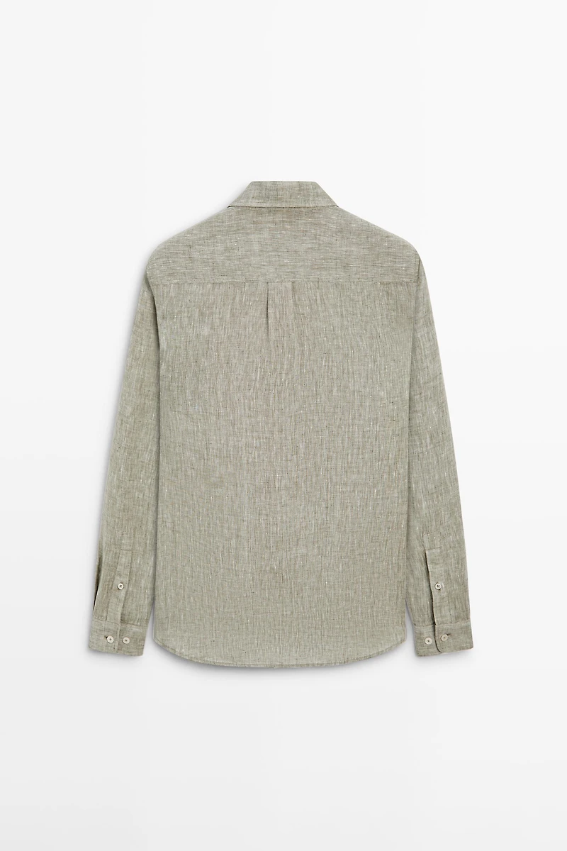 Regular fit linen shirt with pocket