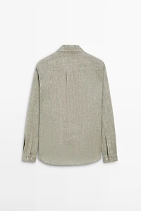 Regular fit linen shirt with pocket