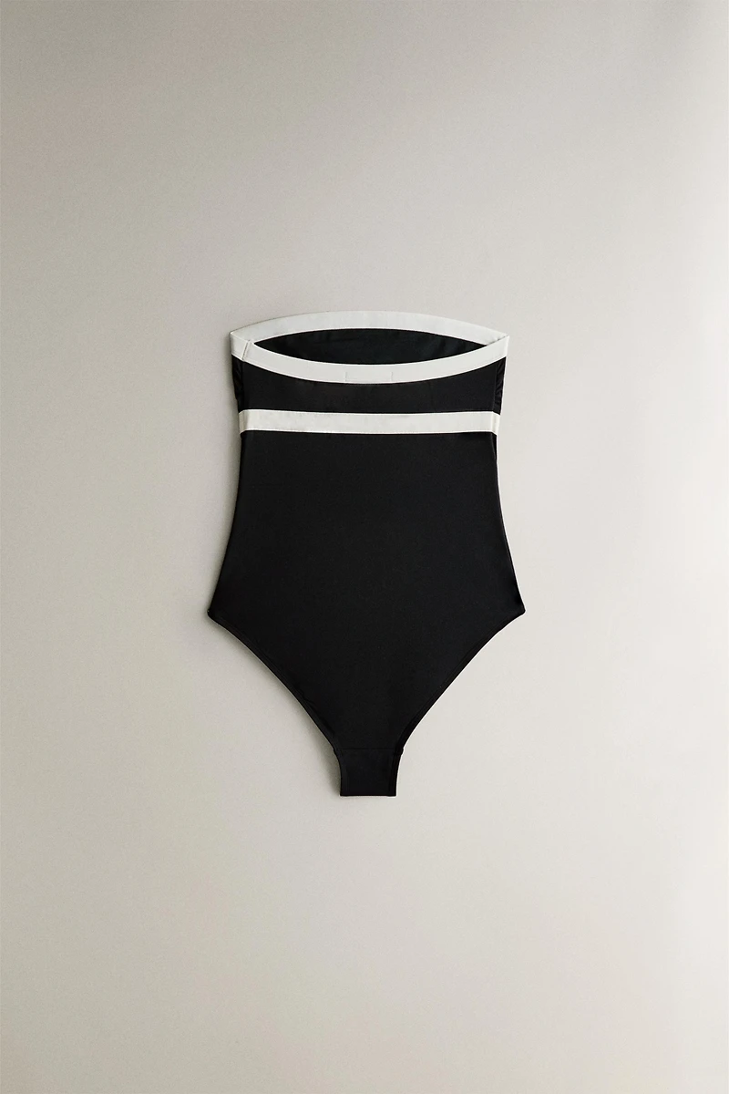MAILLOT DE BAIN PLAGE BANDE CONTRASTANTE