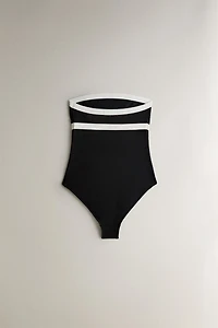 MAILLOT DE BAIN PLAGE BANDE CONTRASTANTE