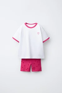 HEART T-SHIRT AND CYCLING SHORTS SET