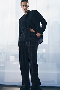ZW COLLECTION PLAID WIDE LEG PANTS