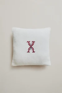 EMBROIDERED LETTER X LINEN CUSHION