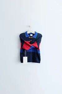 ZARA TIMELESS - COTTON AND WOOL CABLE-KNIT POLO JUMPER