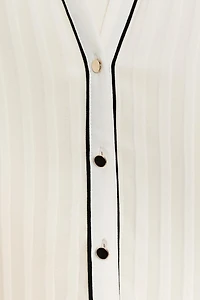 PLEATED BLOUSE WITH CONTRAST TRIM