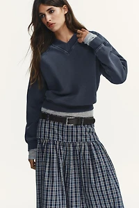 PLAID MIDI SKIRT WITH BELT