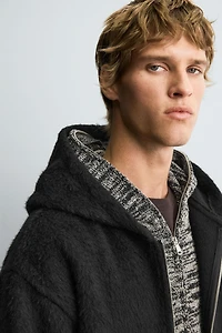 FAUX FUR HOODED OVERSHIRT