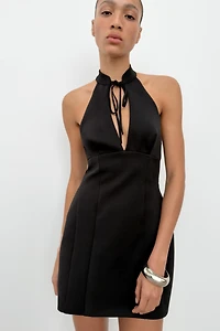 VOLUMINOUS HALTER MINI DRESS