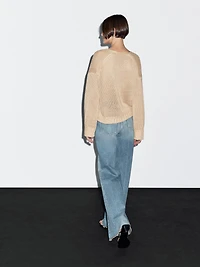 Pull en maille de lin à col V