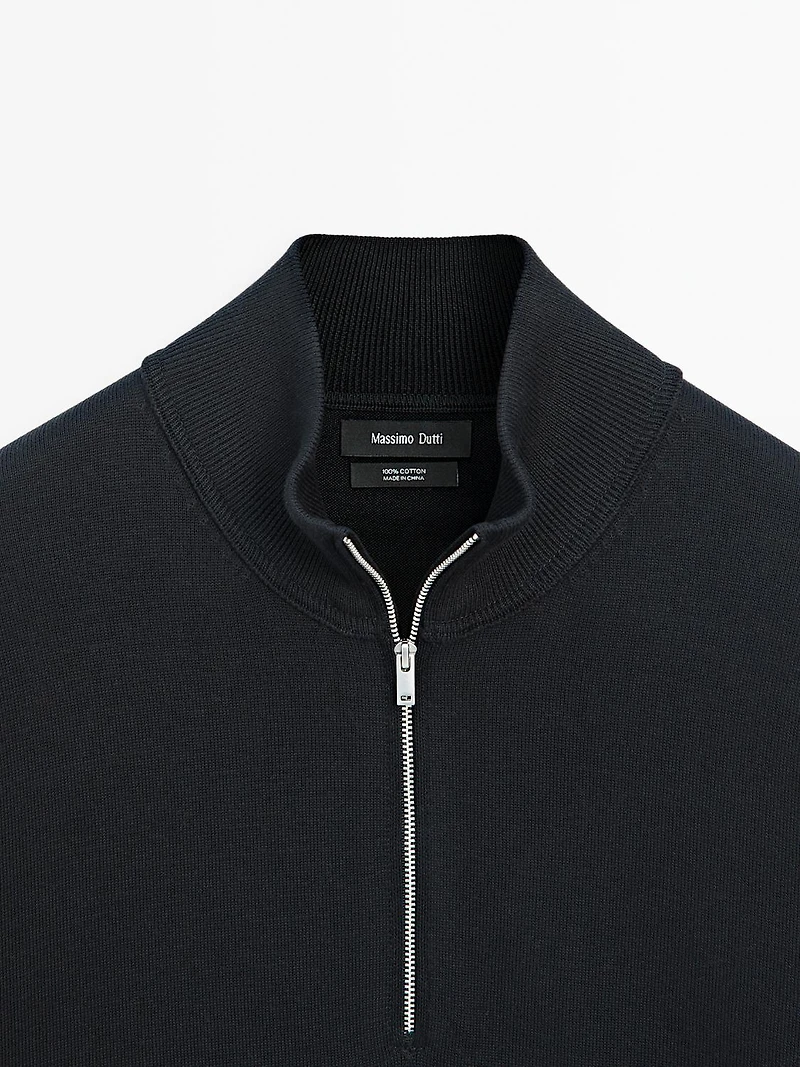 Pull en maille à col camionneur zipp