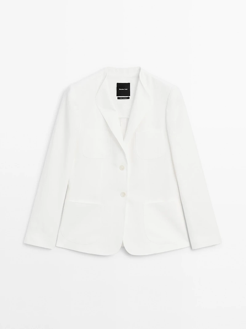 100% linen blazer with lapel detail