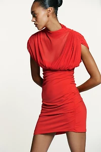 COMBINATION MESH SHORT DRESS