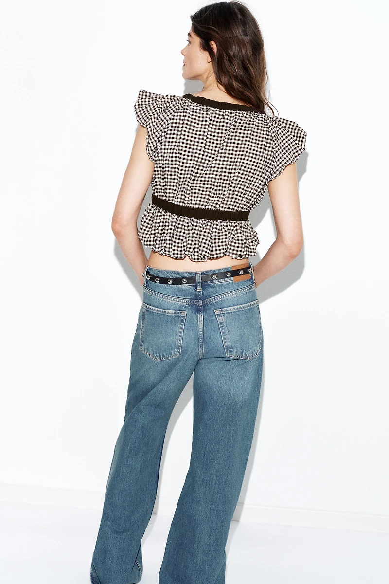GINGHAM BALLOON TIE TOP