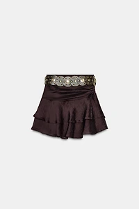 BELTED RUFFLE SKORT