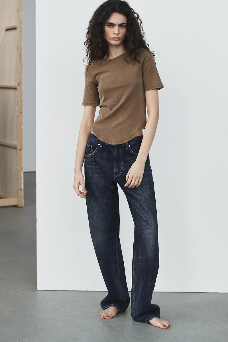 TRF LOW WAIST BAGGY TAPERED JEANS