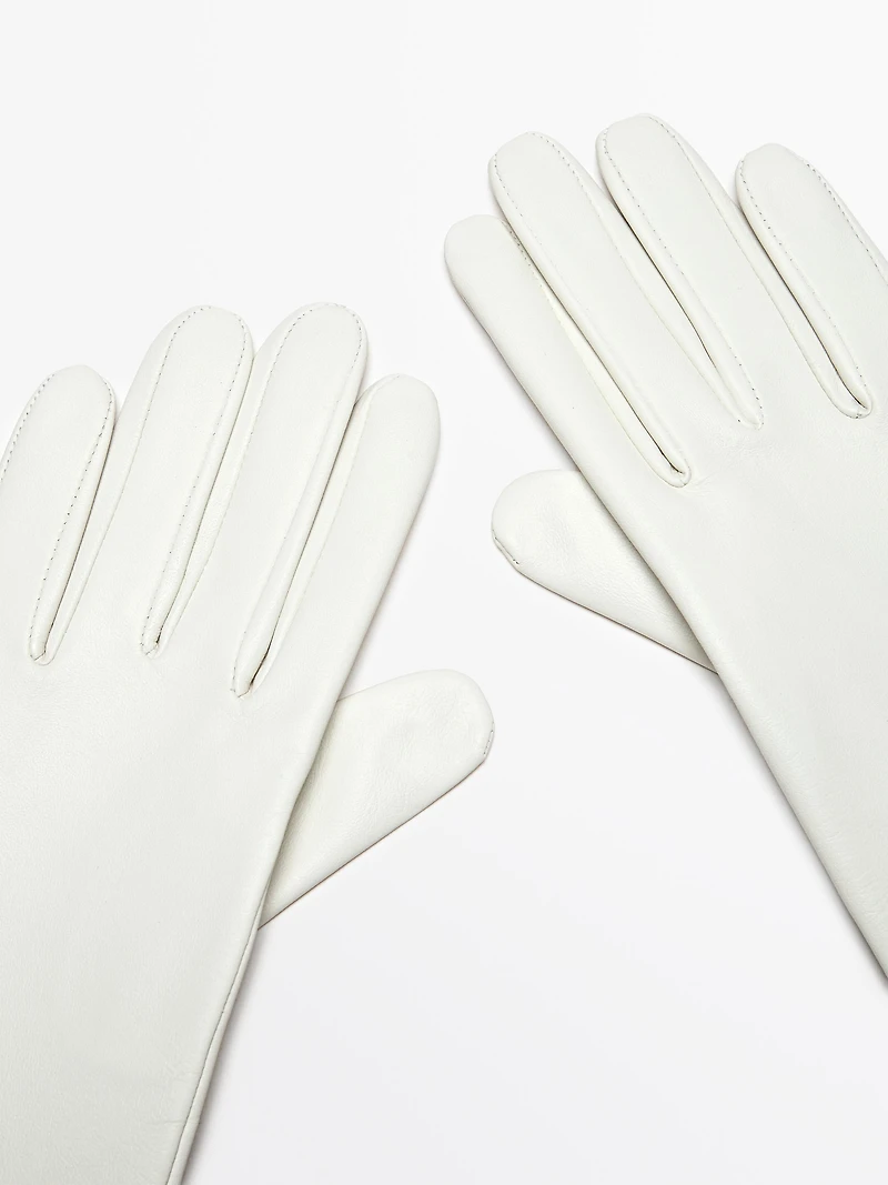 Long nappa sheepskin leather gloves