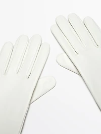 Long nappa sheepskin leather gloves