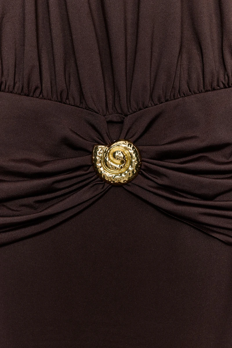 DRAPED HALTER DRESS