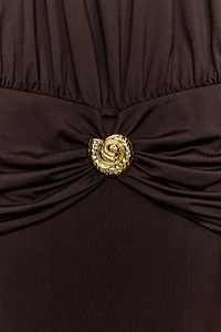 DRAPED HALTER DRESS