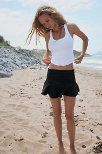 POLKA DOT FLOWY RUFFLE SKORT