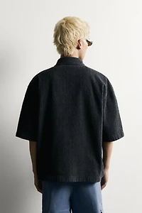 TEXTURED EMBROIDERED BOXY FIT OVERSHIRT