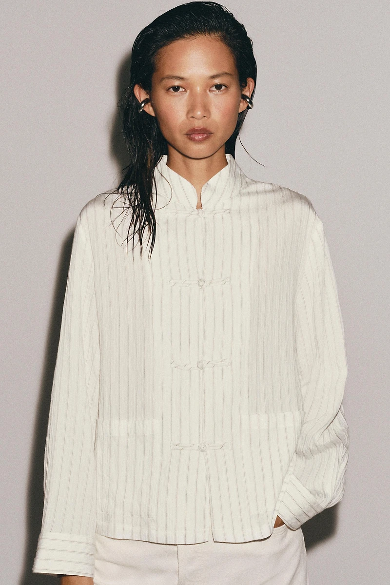 ZW COLLECTION STRIPED FIREMAN CLASP SHIRT