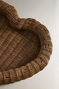 PLATEAU ROTIN CŒUR NOËL