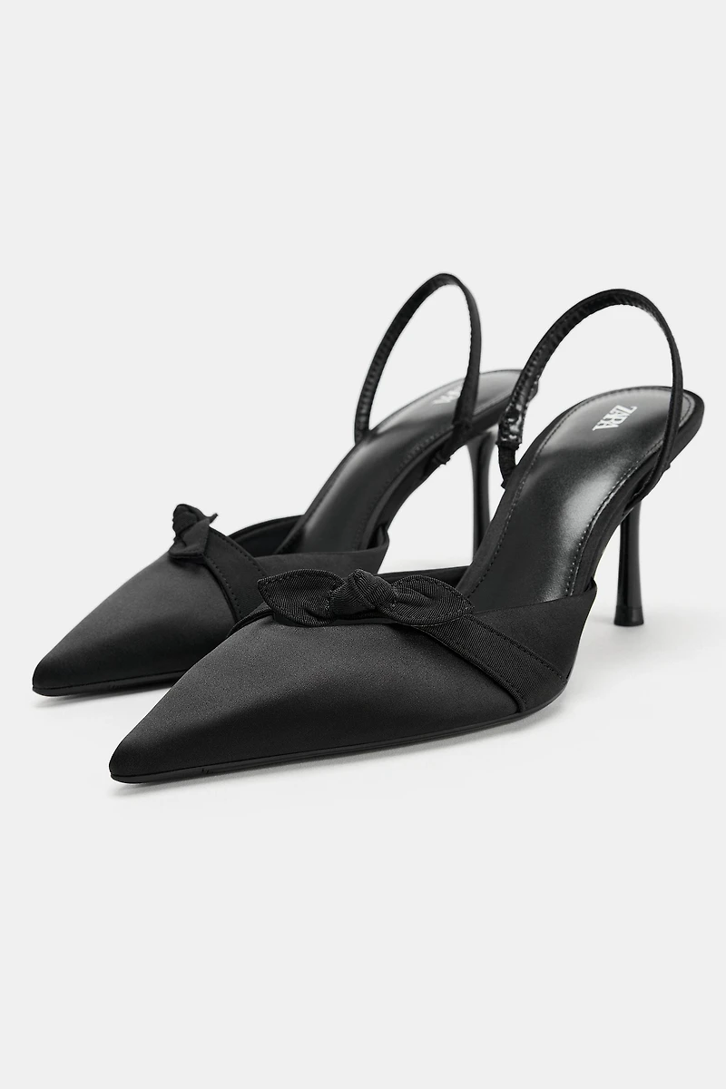 SATIN SLINGBACK HEELS