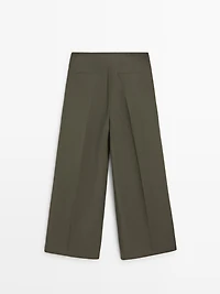 Darted wide-leg trousers