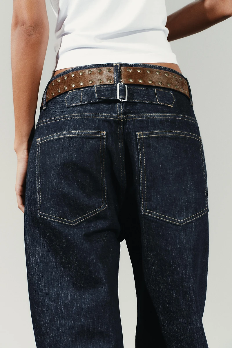 TRF HIGH WAIST STRAIGHT LEG JEANS WITH LOOP