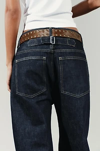 TRF HIGH WAIST STRAIGHT LEG JEANS WITH LOOP